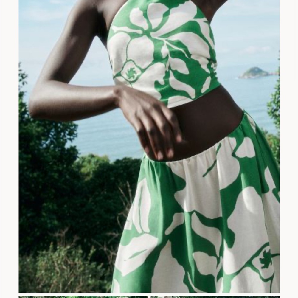 HM linen blend crop top and skirt set
